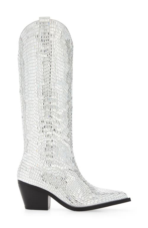 Azalea Wang Driven Crystal Western Boot In Silver