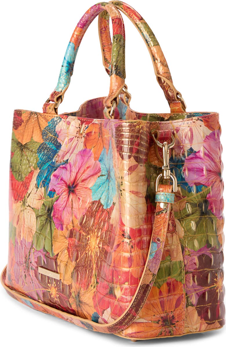 Brahmin Small Denise Embossed Leather Satchel, Alternate, color, Florita