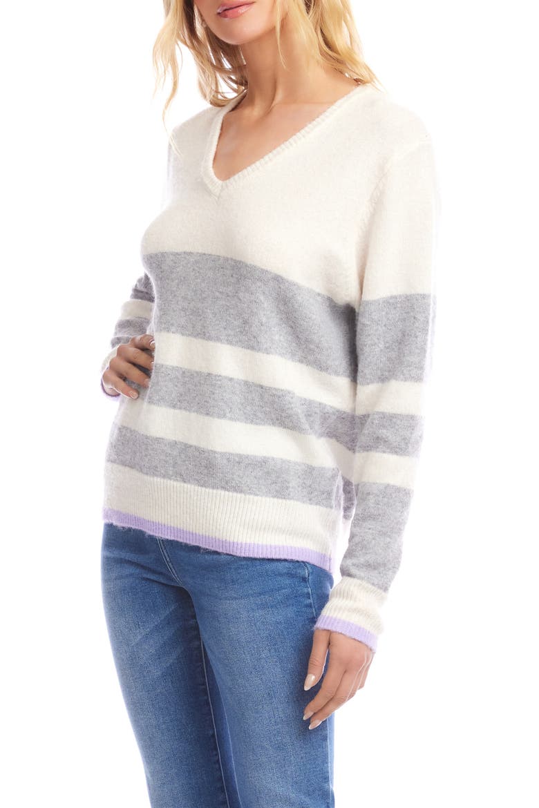 Stripe V-Neck Sweater, Alternate, color, STRIPE