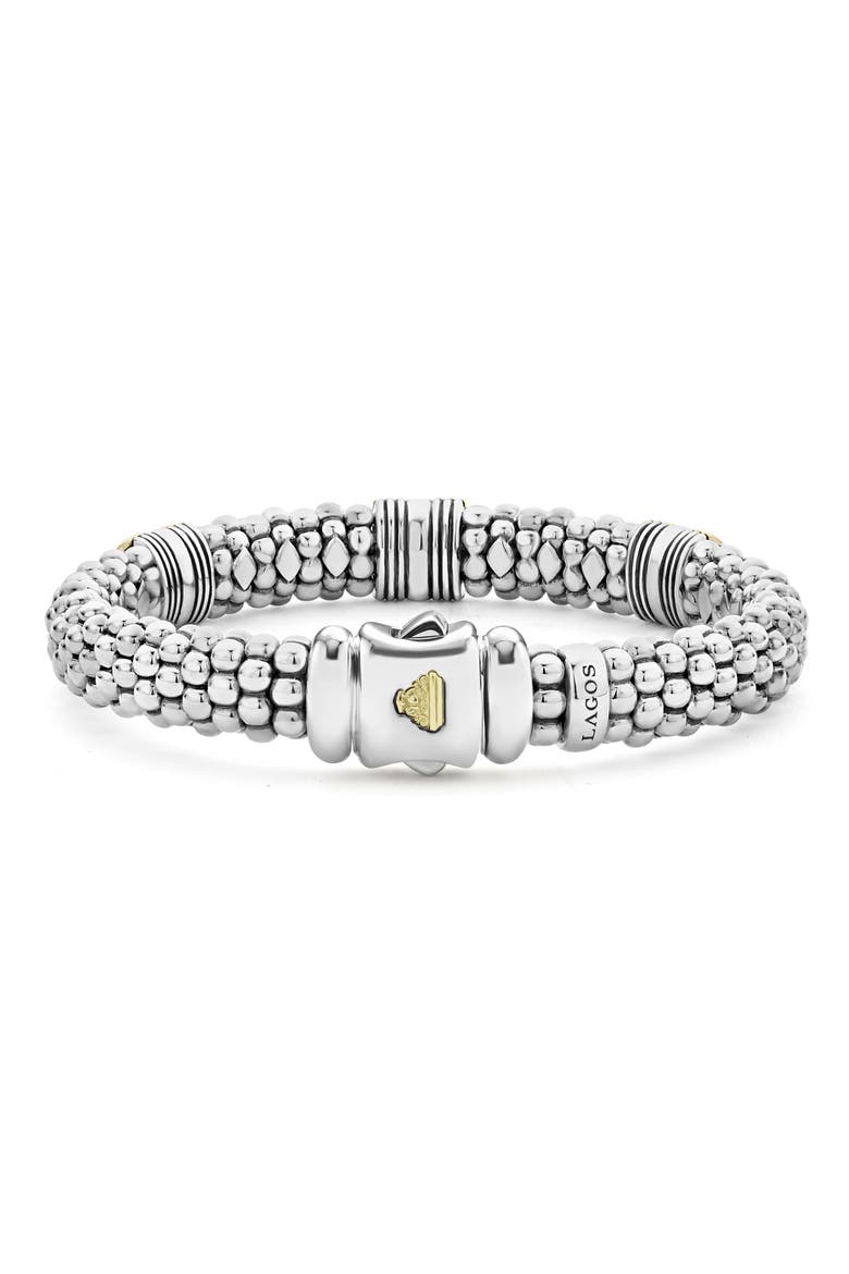 Fluted & Diamond Station Bracelet, Alternate, color, SILVER/ GOLD/ DIAMOND