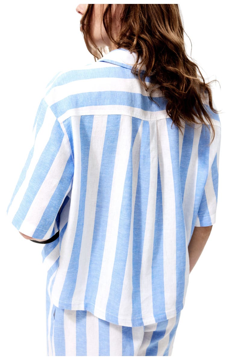 H&M Oversized Linen-blend Shirt, Alternate, color, Light Blue/Striped