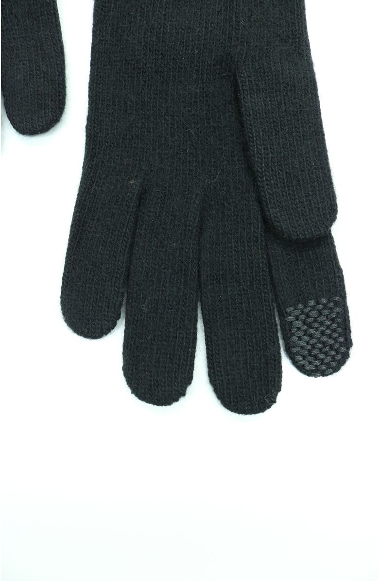 Portolano Cashmere tech gloves with leather fringes, Alternate, color, Black