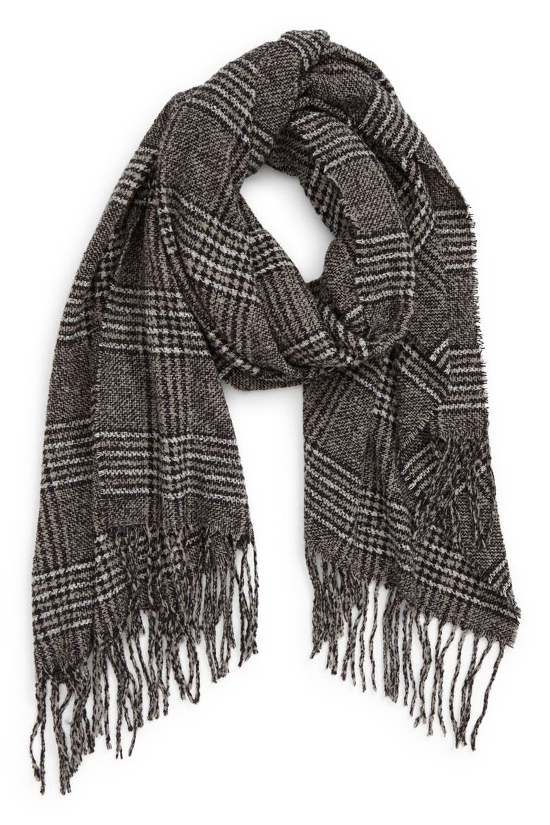 Beattie Plaid Scarf, Main, color, DUSK GREY