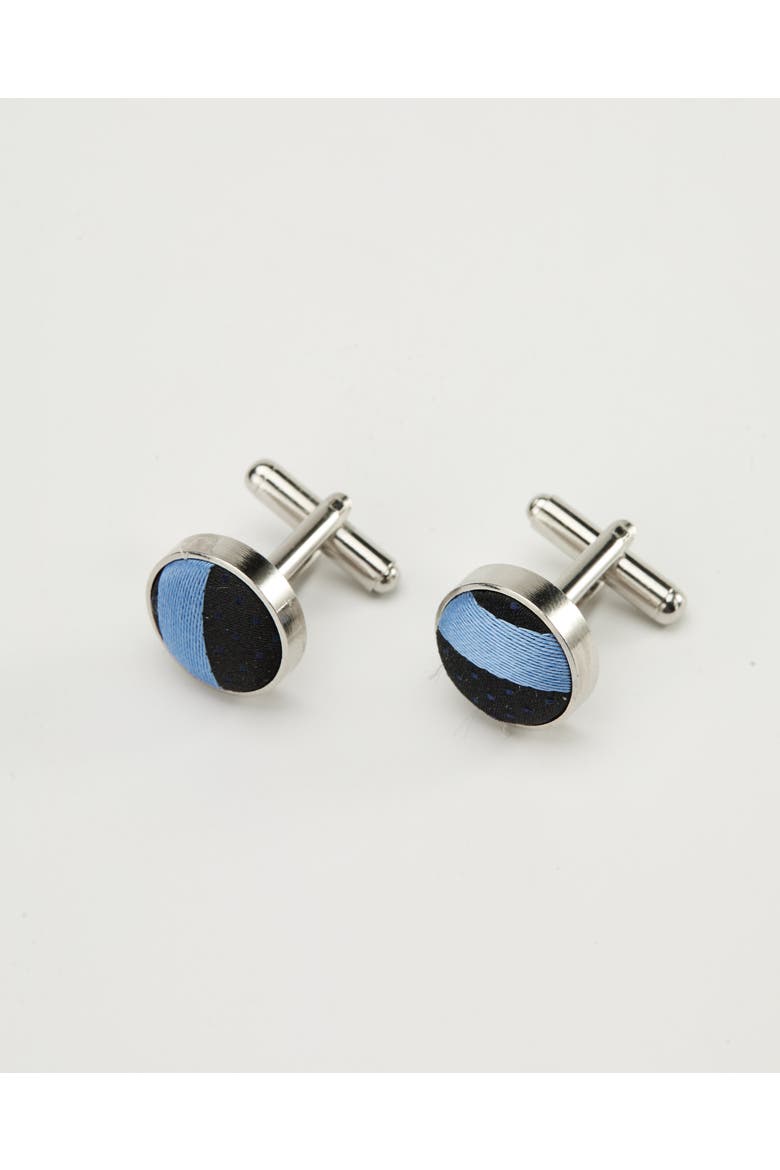 Skyline Striped Silk Cufflinks, Alternate, color, Black