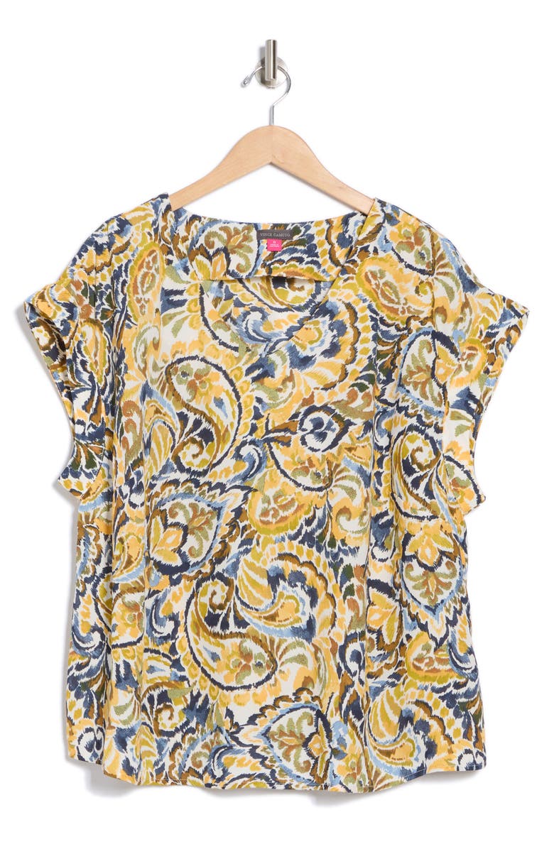 Vince Camuto Swirl V-Neck Drop Shoulder Top, Alternate, color, 