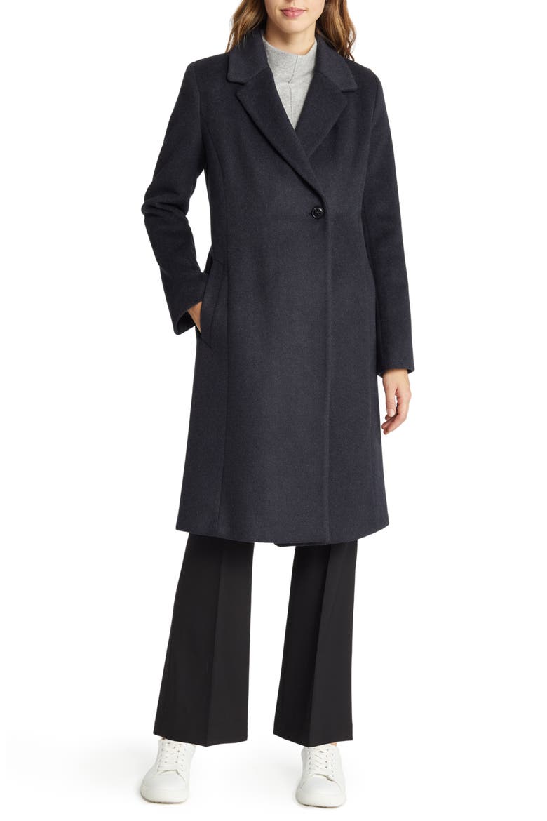 Asymmetric Slick Wool Blend Coat, Alternate, color, CHARCOAL