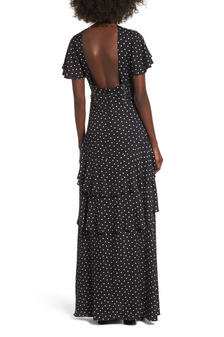 Micah Corset Maxi Dress, Alternate, color, NOIR POLKA DOT