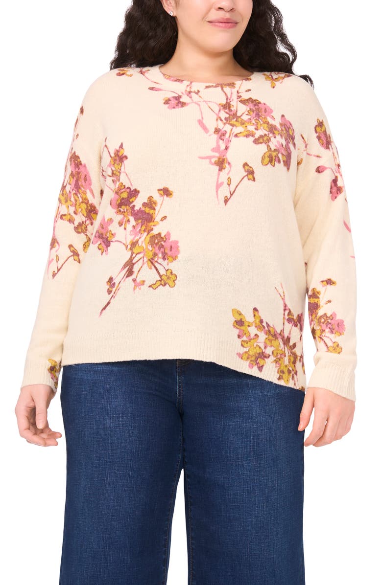 Vince Camuto Electric Bouquet Sweater, Main, color, Birch