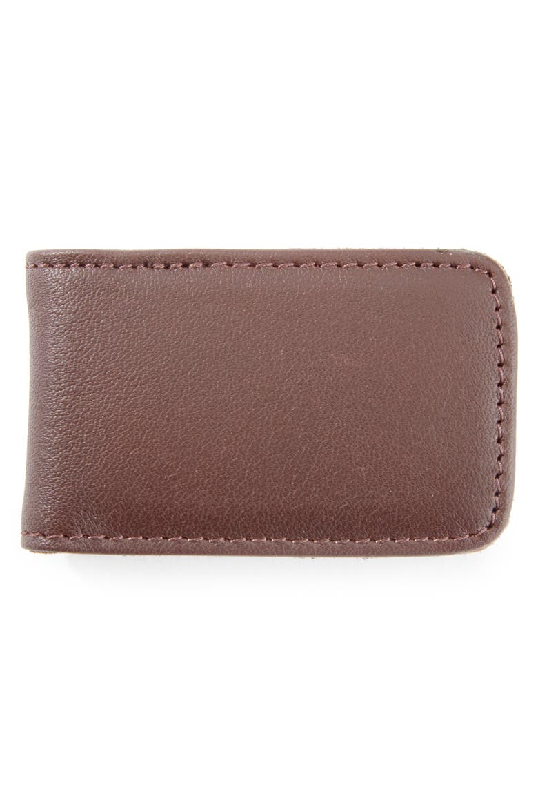 Personalized Money Clip Card Case, Alternate, color, BROWN- SILVER FOIL