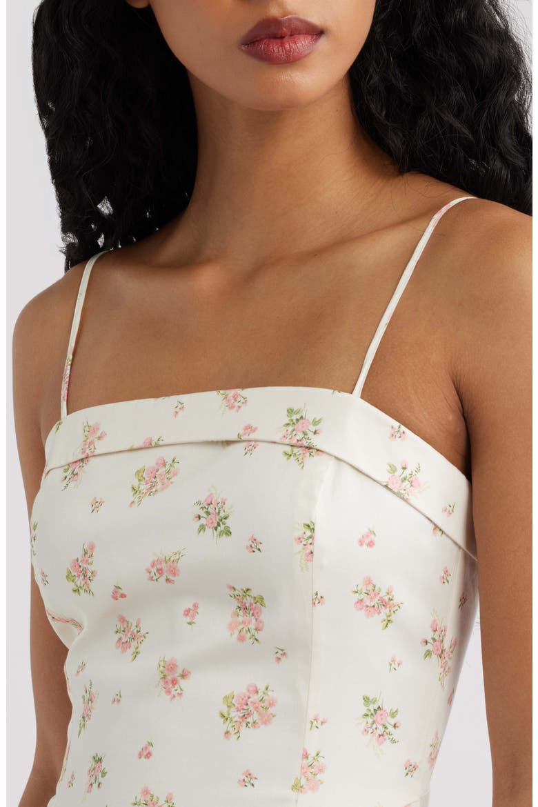 Ditsy Floral A-Line Midi Dress, Alternate, color, ECRU