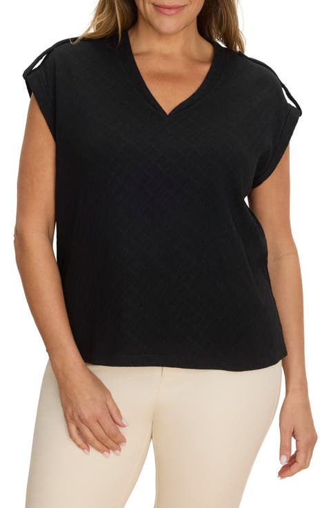 Lace Knit Cap Sleeve Cotton T-Shirt