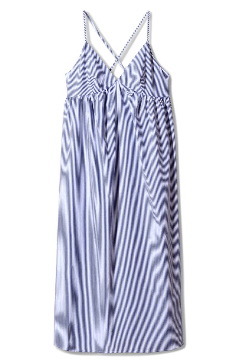 MANGO Stripe Cotton Midi Sundress, Alternate, color, Navy