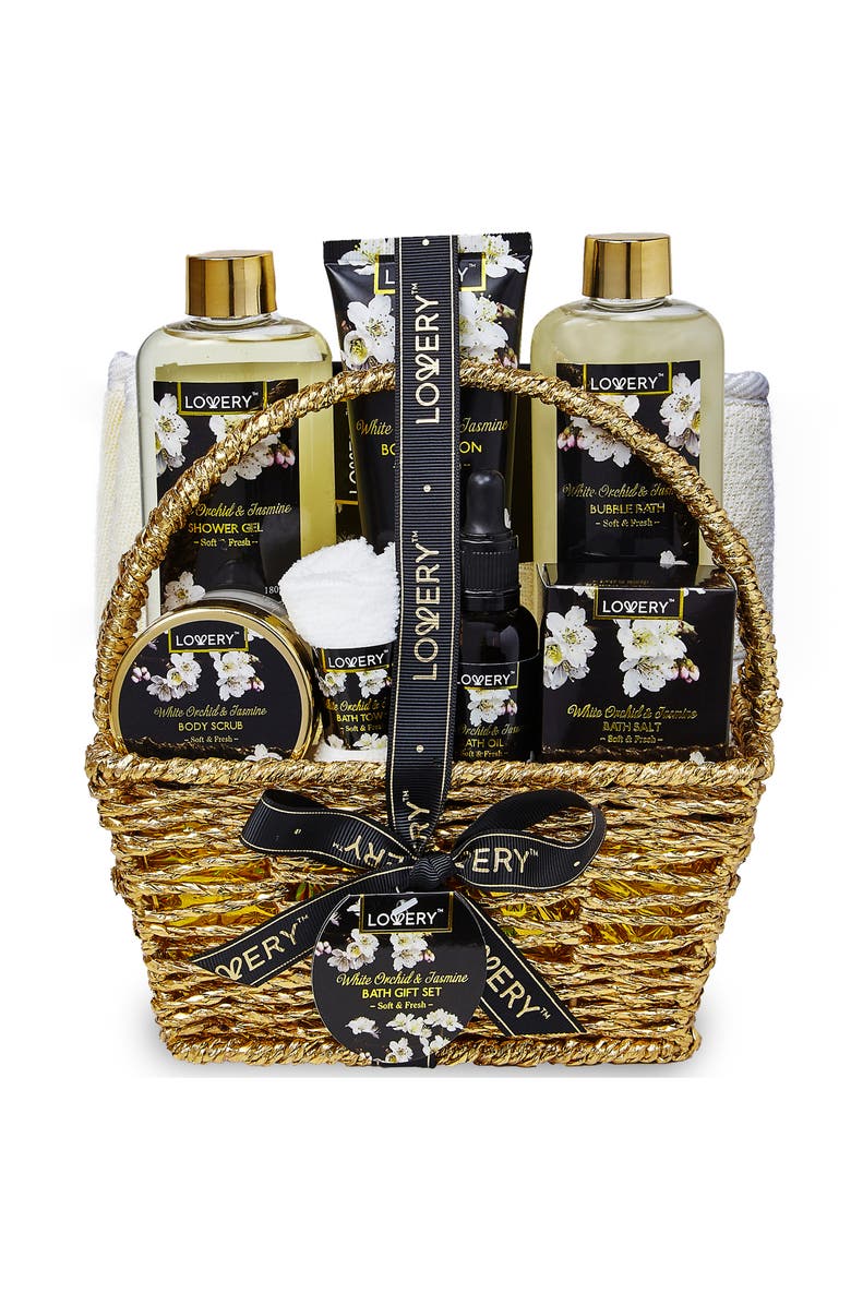 Lovery Orchid & Jasmine Bath & Body Gift Set, Main, color, Black / Beige