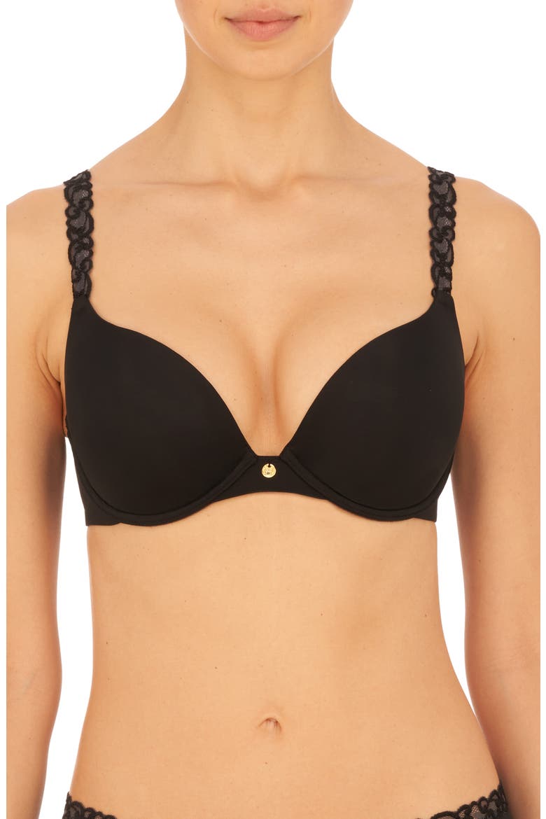 Pure Luxe Underwire Push-Up Bra, Main, color, BLACK