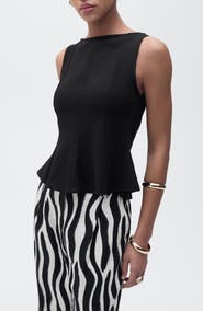 MANGO Seam Detail Sleeveless Peplum Top