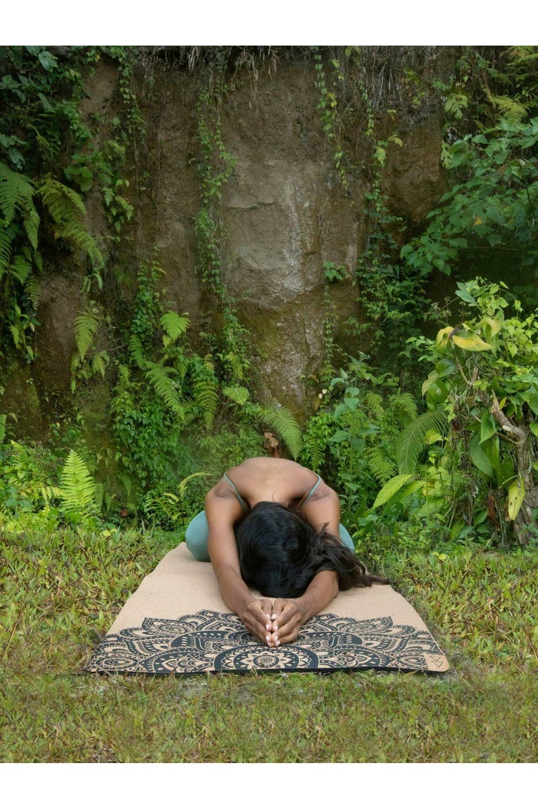 Cork Yoga Mat 1.5mm, Alternate, color, Mandala Black
