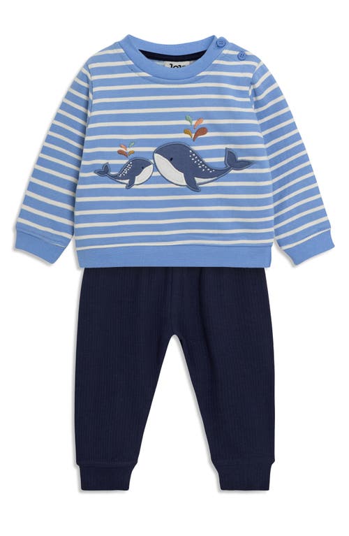 JOJO MAMAN BÉBÉ JOJO MAMAN BEBE WHALE APPLIQUÉ SWEATSHIRT & CRINKLED JOGGERS SET