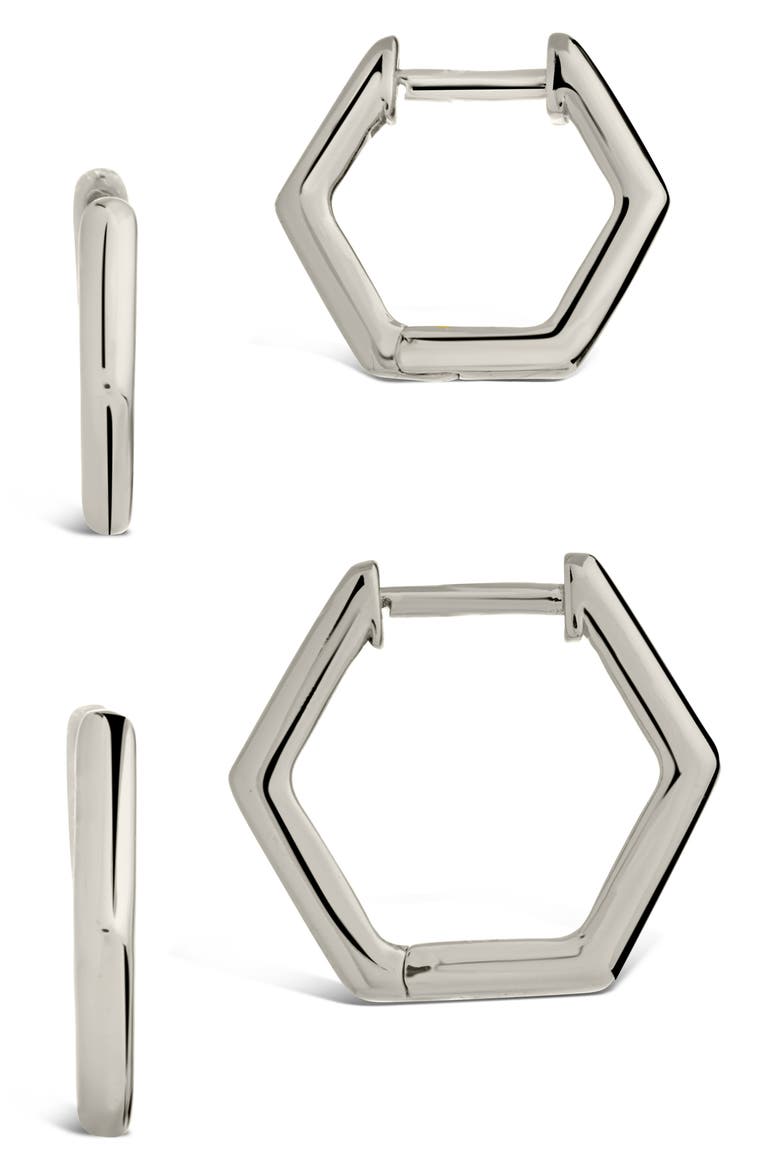Emmy Set of 2 Geometric Hoop Earrings, Main, color, SILVER