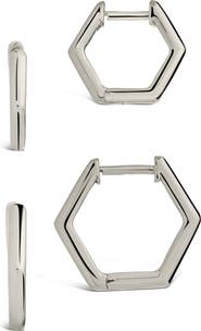 Sterling Forever Emmy Set of 2 Geometric Hoop Earrings