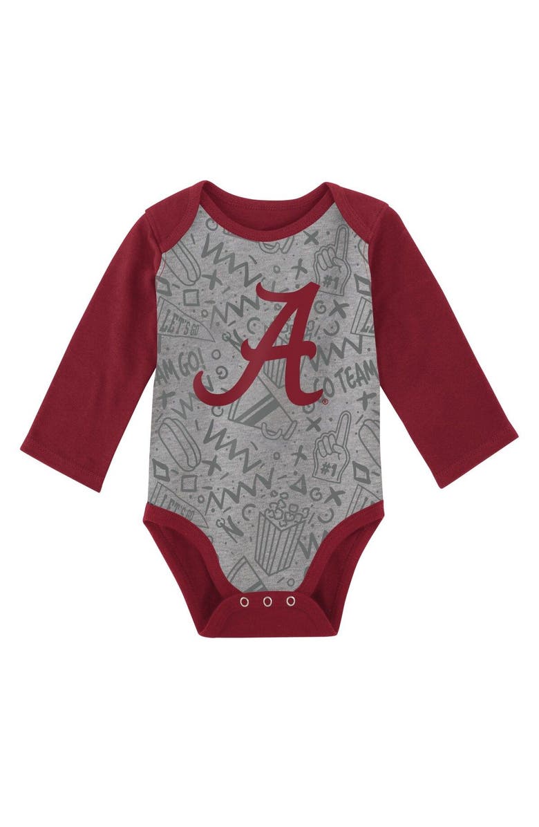 Outerstuff Newborn & Infant White/Gray Alabama Crimson Tide 2-Pack Play Time Long Sleeve Bodysuit Set, Alternate, color, 