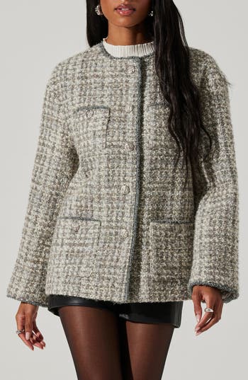 Astr Perona Coat In Grey Taupe In Multi
