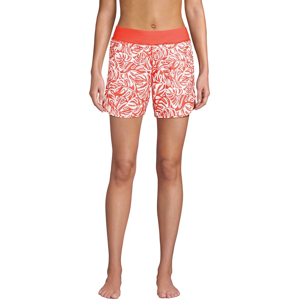 LANDS' END LANDS' END 5" QUICK DRY ELASTIC WAIST BOARD SHORTS SWIM COVER-UP SHORTS WITH PANTY