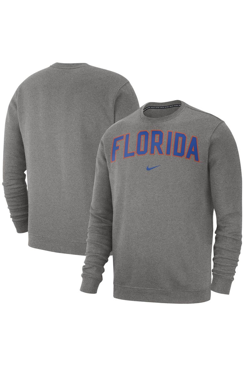 Men's Nike Heather Gray Florida Gators Club Fleece Sweatshirt, Alternate, color, Heather Gray
