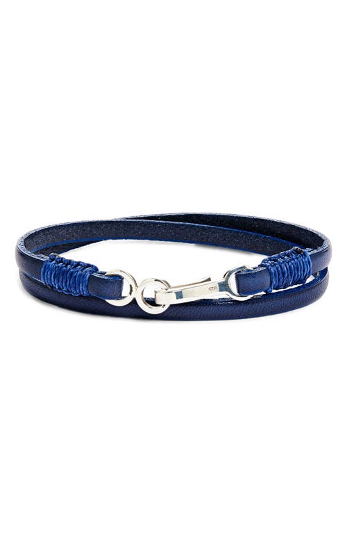 Caputo & Co Macramé Leather Double Wrap Bracelet In Dark Navy
