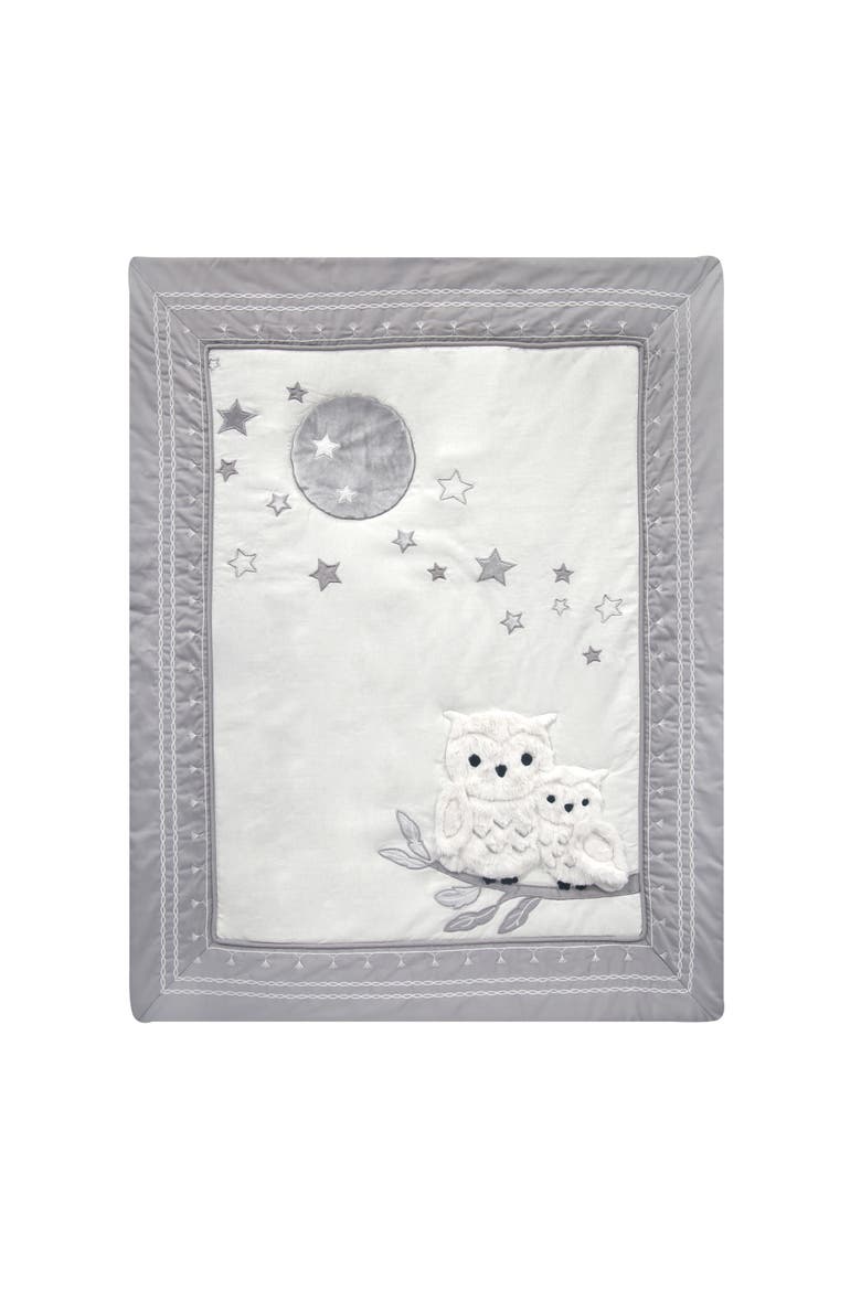 Luna Celestial Owl 4-Piece Nursery Baby Crib Bedding Set, Alternate, color, Gray