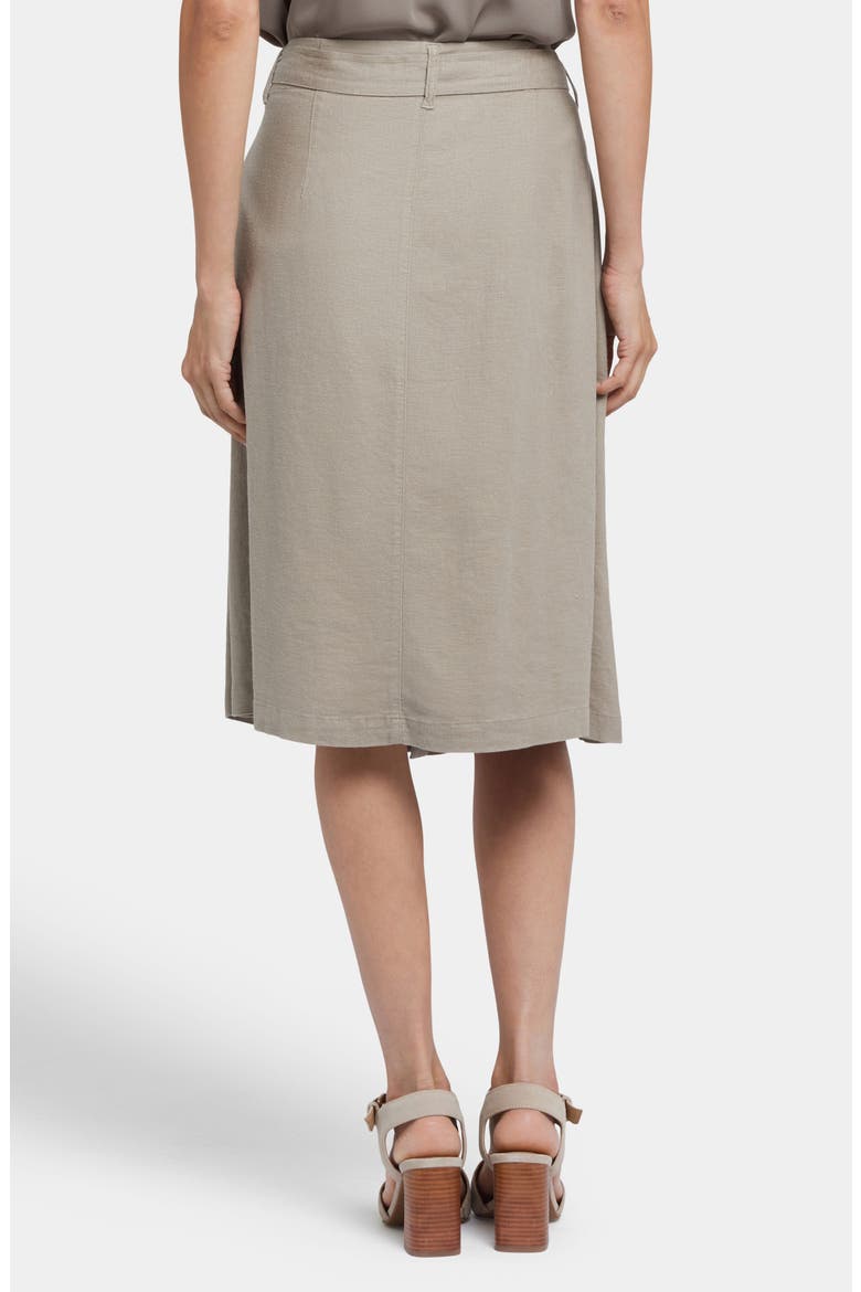Tie Waist Linen Blend Skirt, Alternate, color, SADDLEWOOD