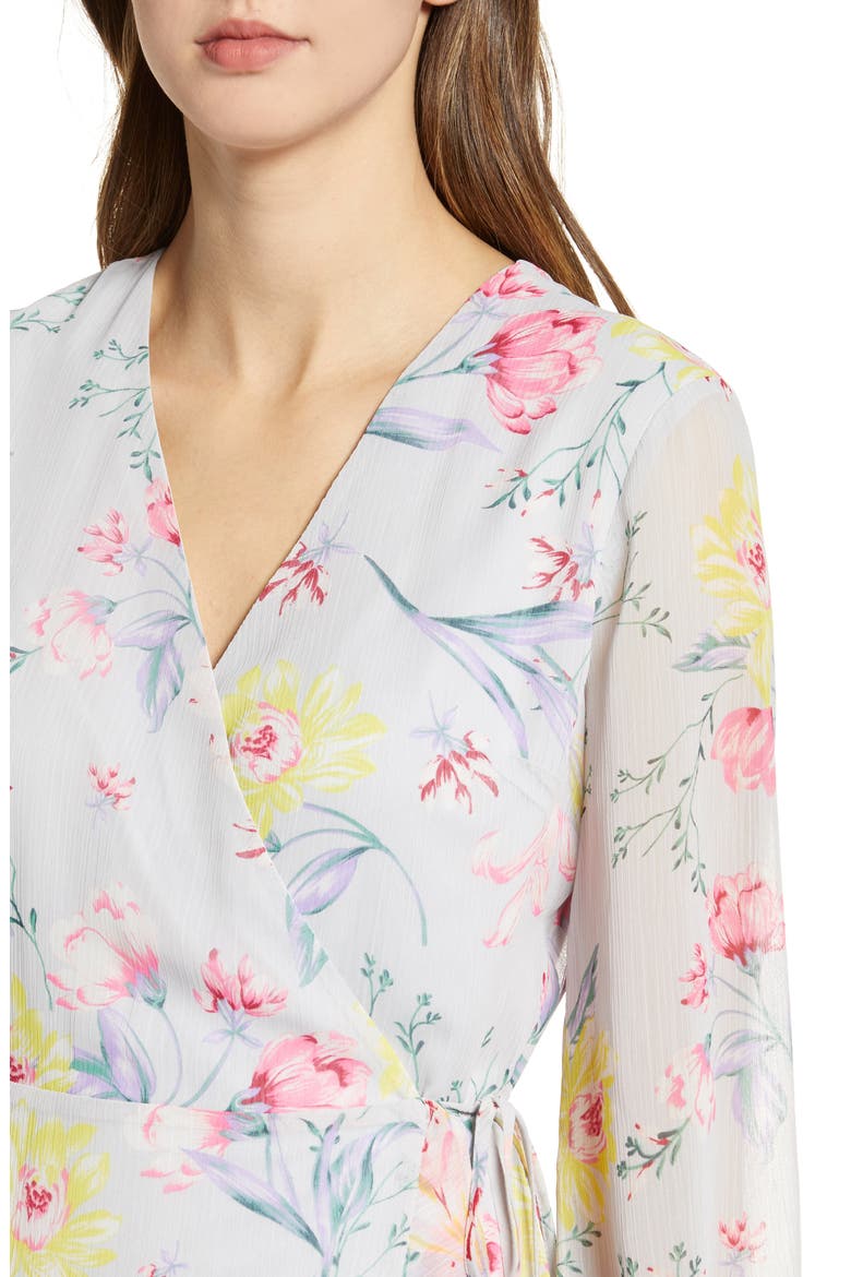 Brittany Wrap Minidress, Alternate, color, GREY MULTI FLORAL