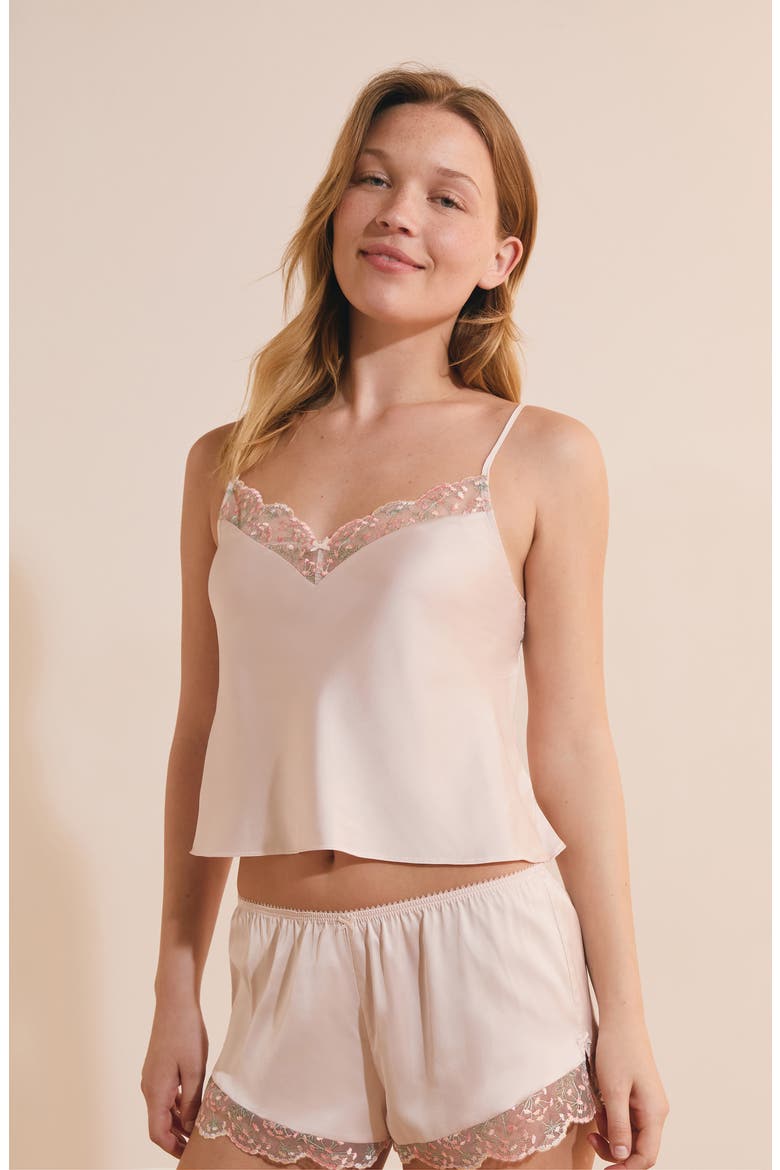 Infusion Lace Trim Satin Camisole, Alternate, color, BLUSH