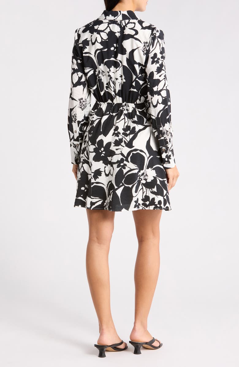 Sam Edelman Floral Long Sleeve Shirtdress, Alternate, color, Black/ White