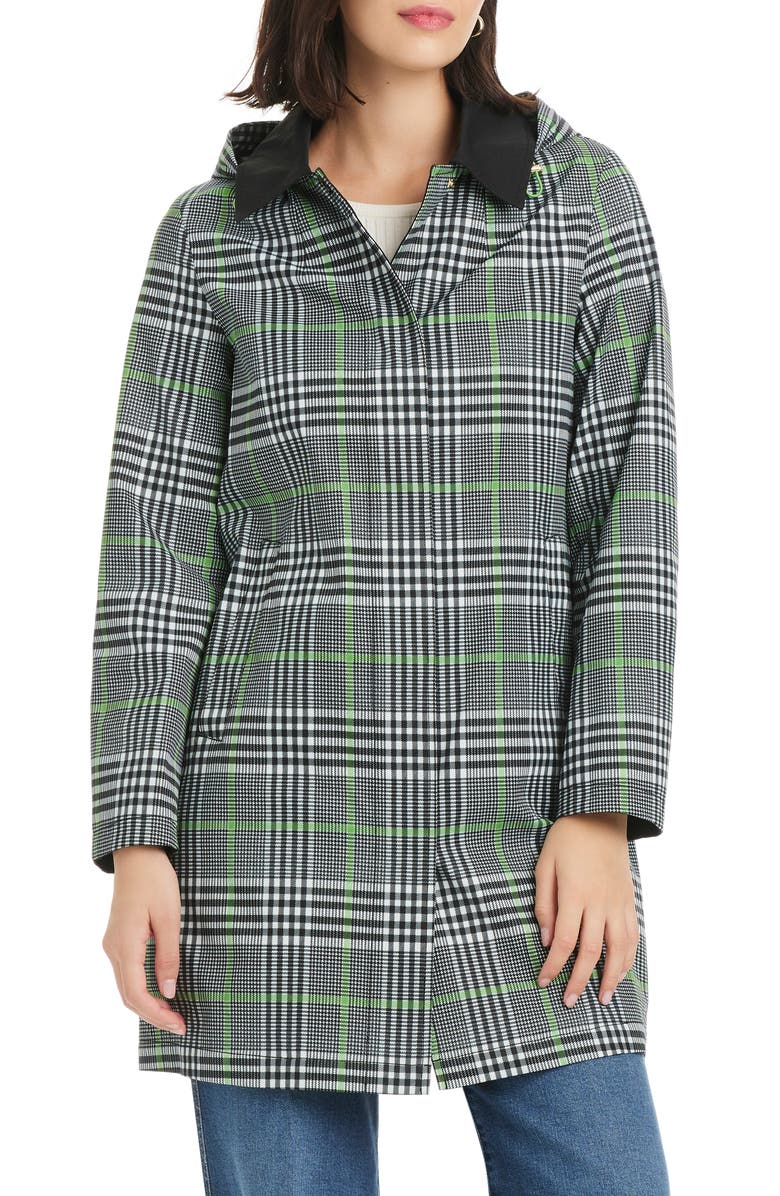Kate Spade New York plaid short rain coat, Main, color, Pop Glen Plaid