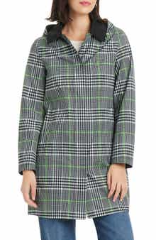 Kate Spade New York plaid short rain coat