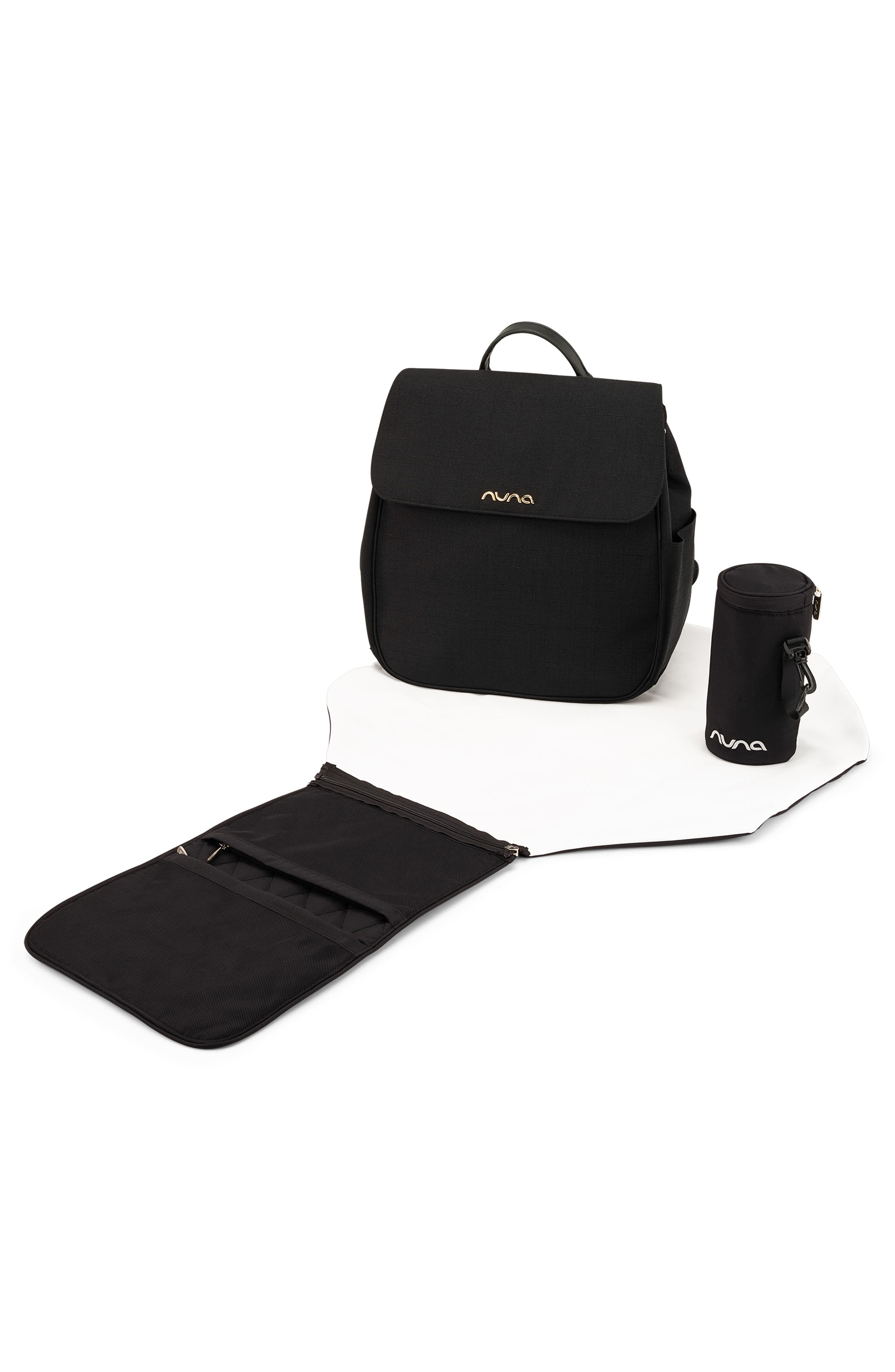 Nuna Diaper Changing Backpack & Insulated Bottle Case, Alternate, color, Caviar