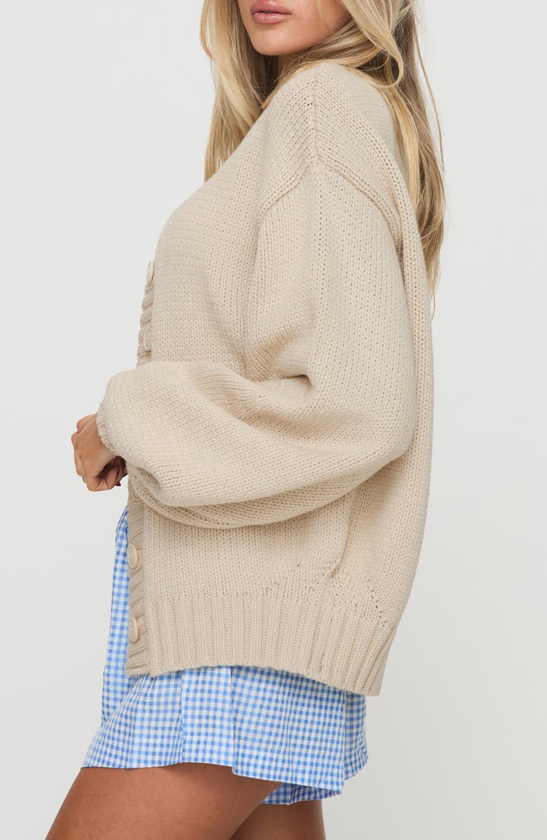 Princess Polly Edern Blouson Cotton Blend Cardigan, Alternate, color, Cream