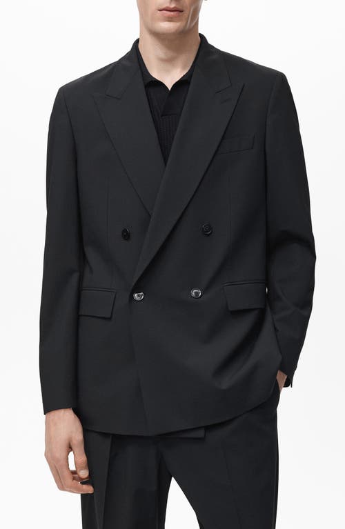 Mango Relaxed Fit Double Breasted Suit Jacket In Black