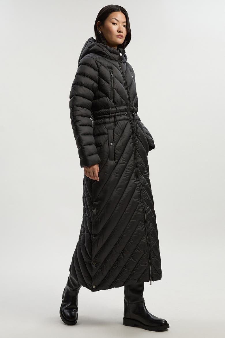 Petite Lightweight Packable Maxi Coat, Main, color, Black