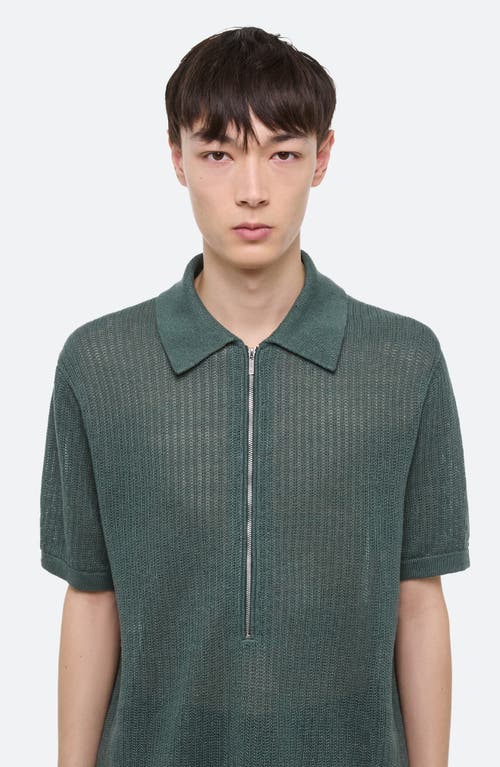 Helmut Lang Regular Fit Half Zip Linen Polo Sweater