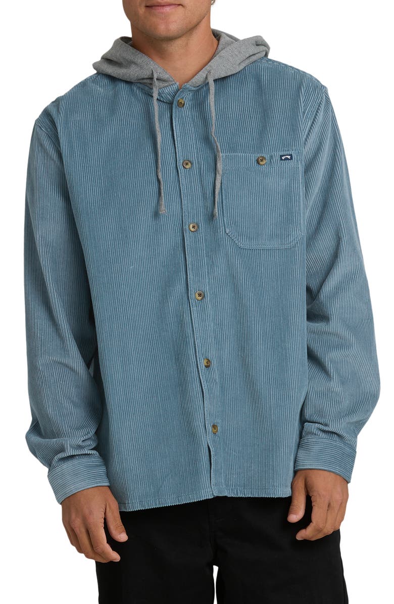Billabong Baja Hooded Cotton Corduroy Button-Up Shirt, Main, color, 