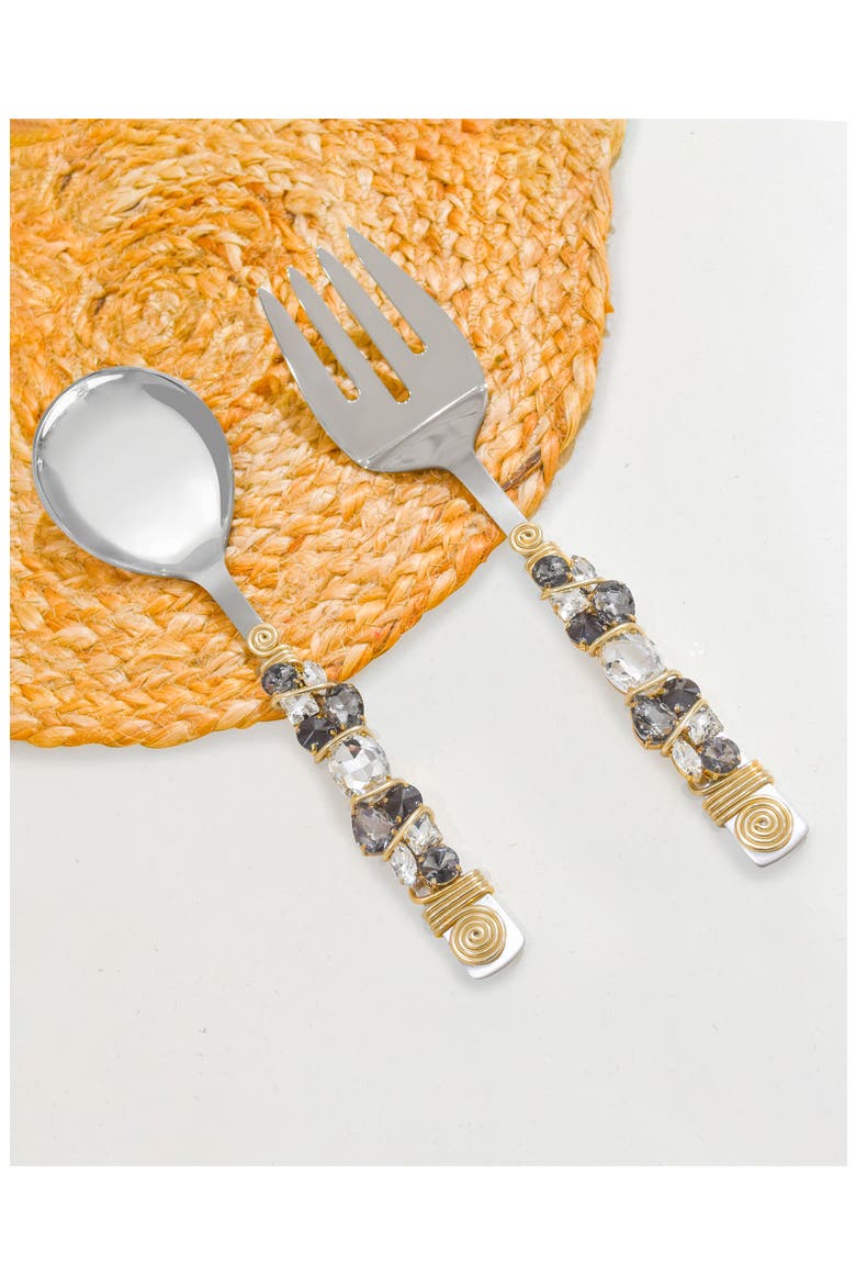 Embellished Radiance Constellation 2-Piece Salad Serving Set, Alternate, color, BLACK