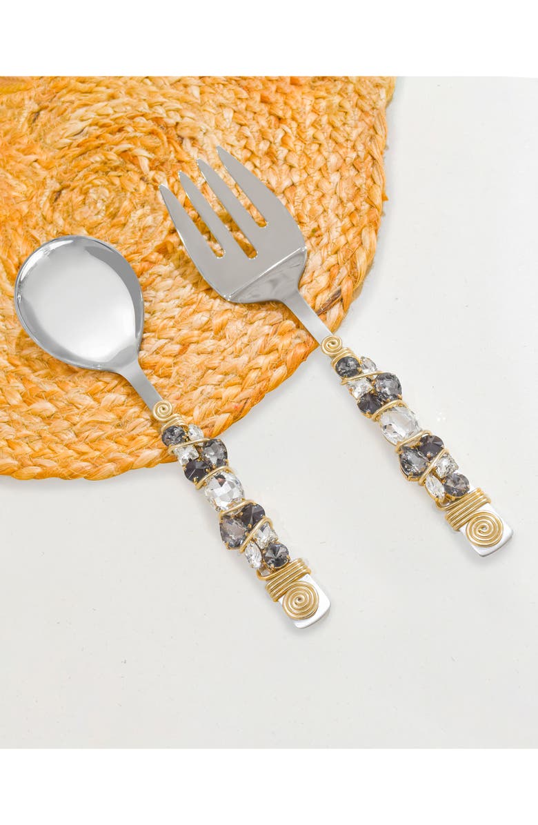 Tiramisu Embellished Radiance Constellation 2-Piece Salad Serving Set, Alternate, color, Black