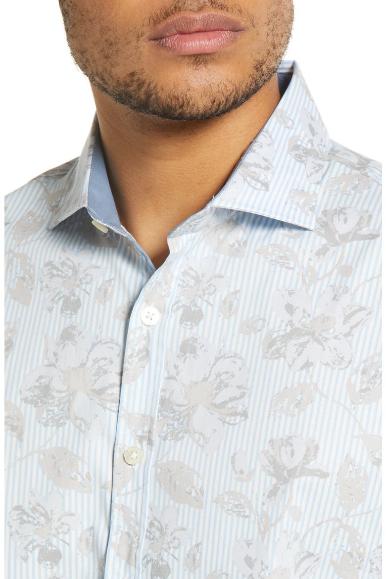 Hardy Cotton Short Sleeve Button-Up Shirt, Alternate, color, FROZEN