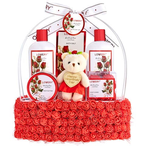 Valentine's Day Red Rose Home Bath Gift Set - 10Pc Relaxation Kit