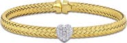 Julianna B. Cubic Zirconia Heart Weave Bangle Two-Tone