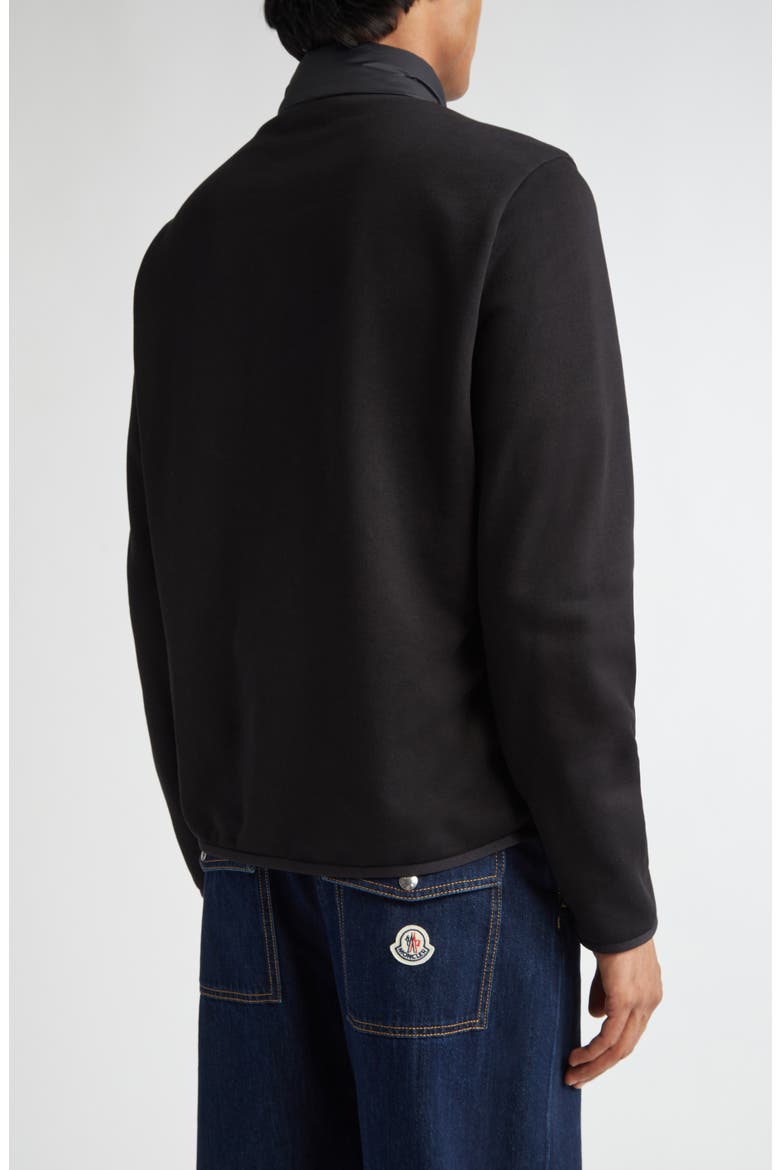 Quilted Down & Cotton Knit Zip Cardigan, Alternate, color, BLACK