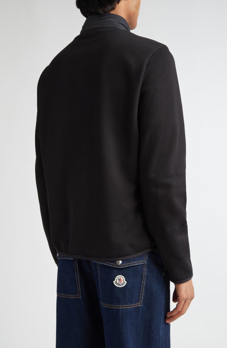 Moncler Quilted Down 
Cotton Knit Zip Cardigan, Alternate, color, Black