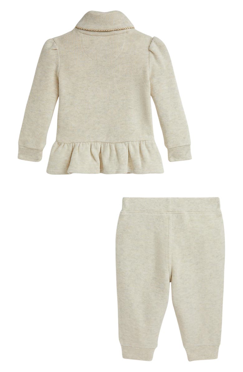 Ralph Lauren Cotton Rib Peplum Top & Pants Set, Alternate, color, 