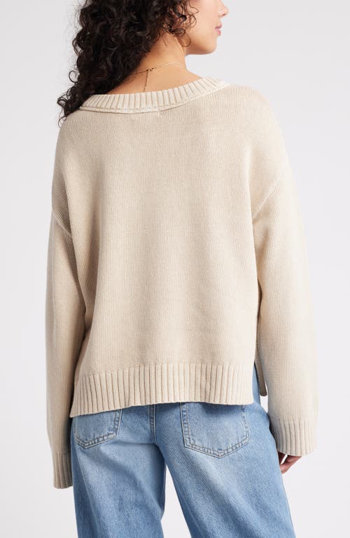Bp. Acid Wash Oversize Cotton Sweater In Beige Pumice